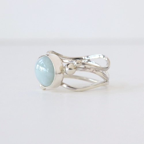 糸魚川ヒスイ シルバー925 リング「波うちぎわ」15号 国産翡翠 □送料