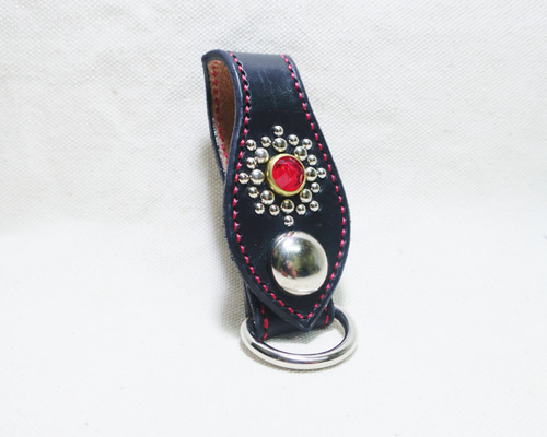 スタッズキーループ サドルレザー レザークラフト 革小物 ベルト