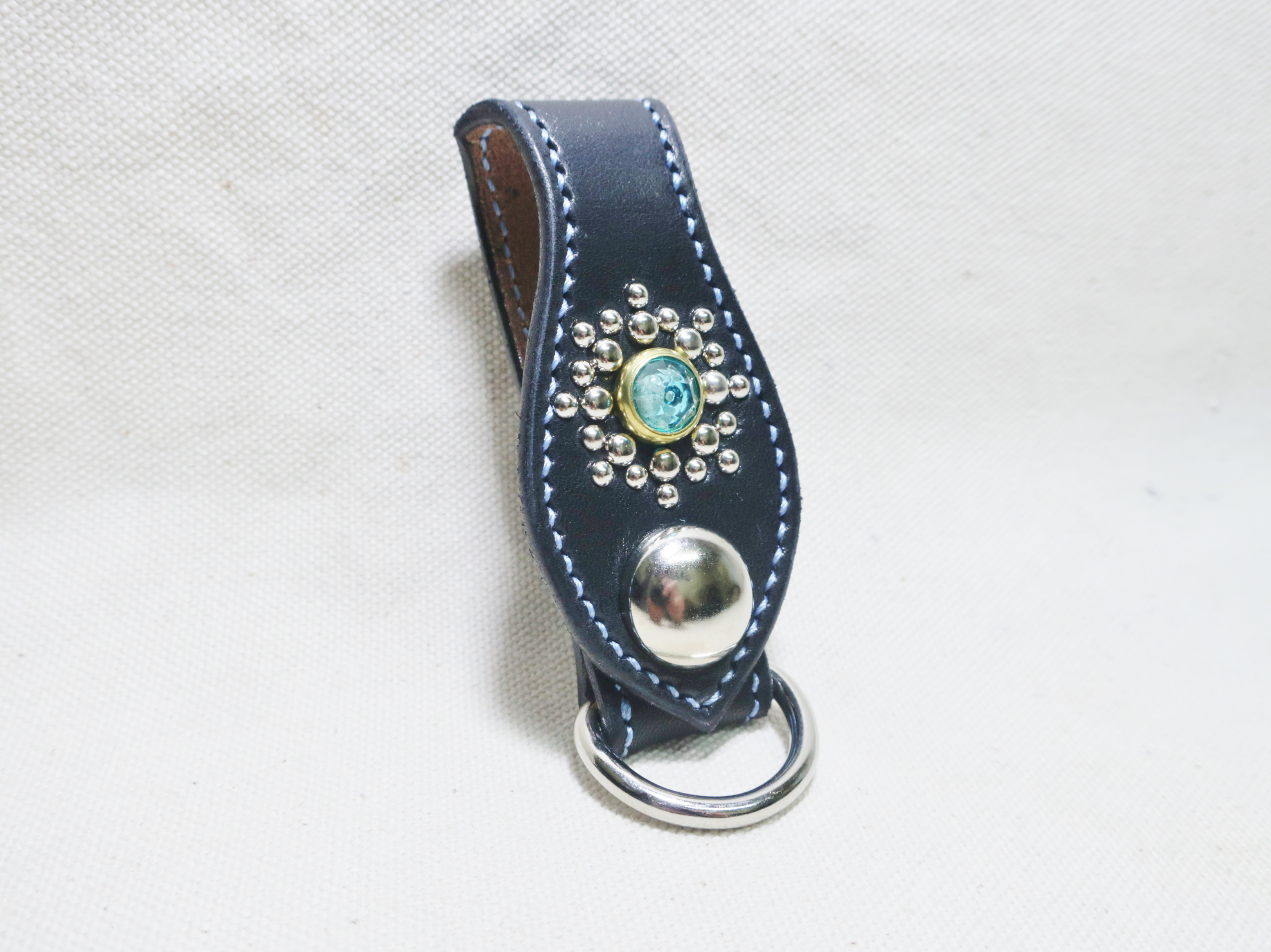 スタッズキーループ サドルレザー レザークラフト 革小物 ベルトキーループ キーリング 手縫 限定品 新品未使用