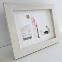 デザインアート・銅版画コラージュ・抽象画「day by day」木製額入(卓上・壁掛け)インテリアアクセサリー 3枚目の画像