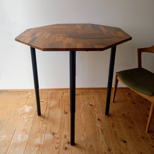 八角形ワークデスク《オーダー品》高さ調整OK ヘリンボーンテーブル