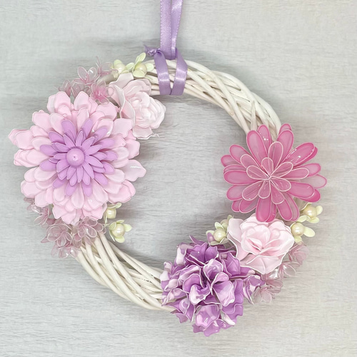 やさしいピンクのフラワーリース リース ゆきねえ 通販 18171518