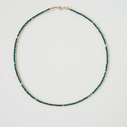 14kgf製】極小2㎜ AAA天然マラカイトのネックレス 12月の誕生石 孔雀石