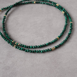 14kgf製】極小2㎜ AAA天然マラカイトのネックレス 12月の誕生石 孔雀石