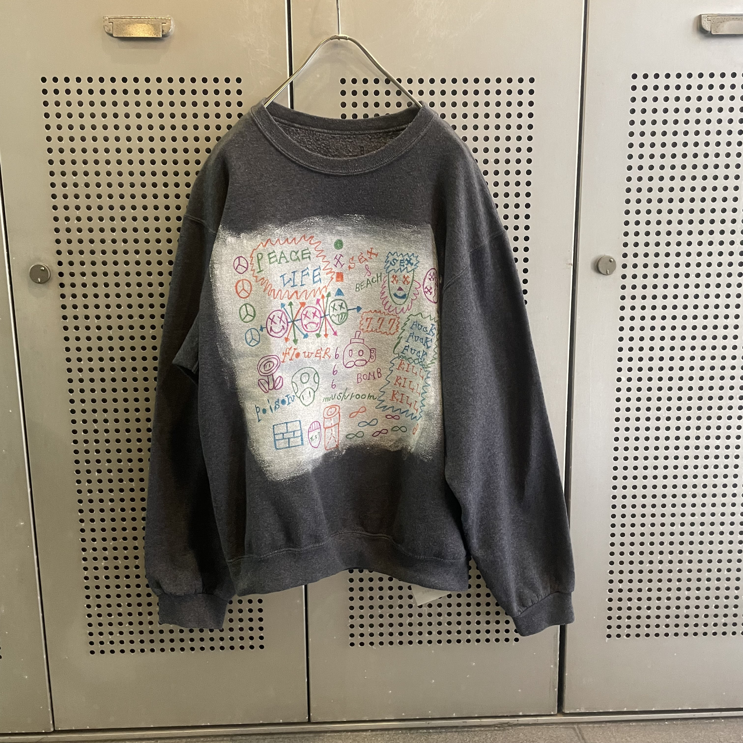 スウェット　トレーナー　リメイク　カラフル　派手 古着　ヴィンテージ　sweat