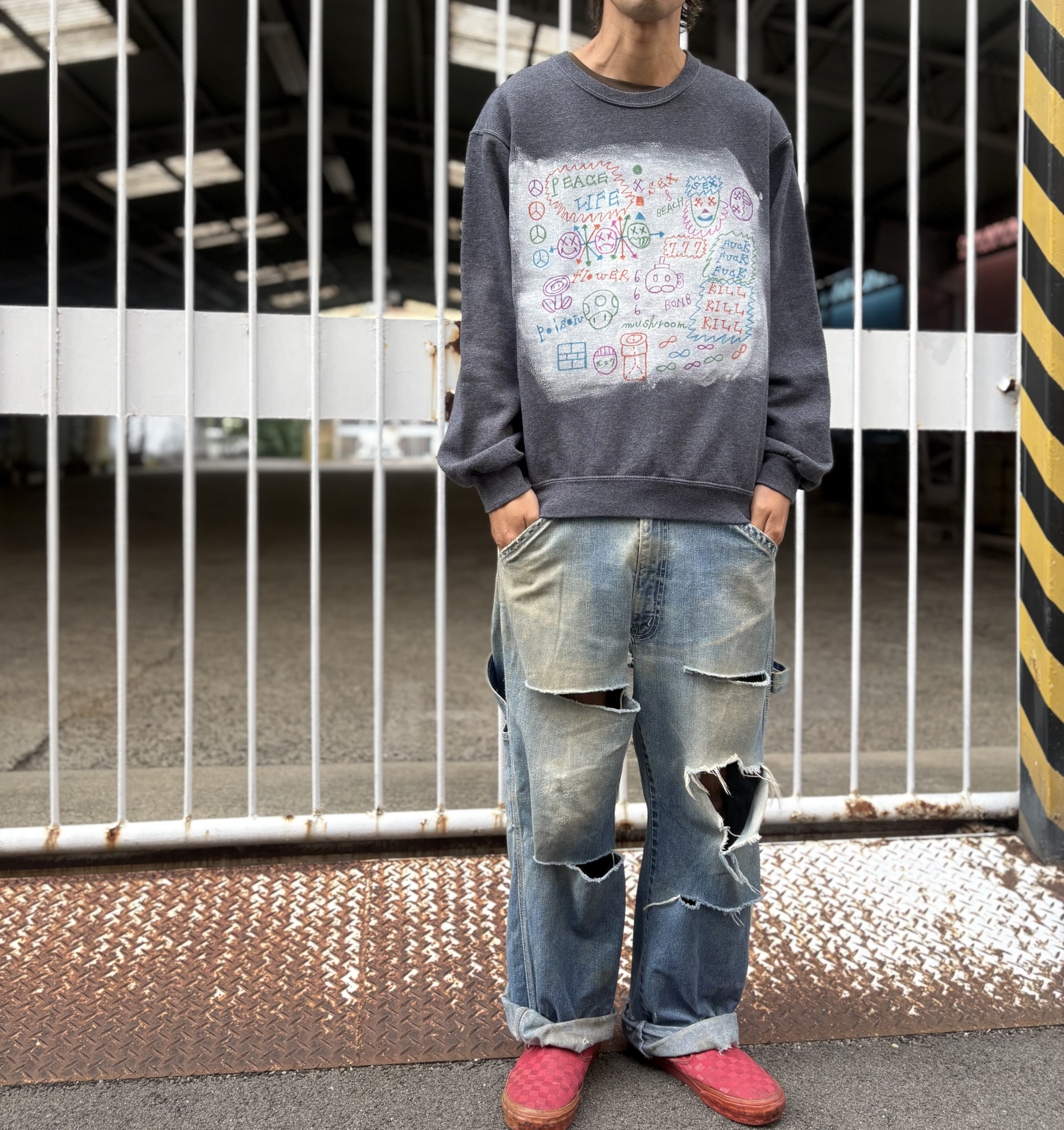 古着　ヴィンテージ　vintage sweat スウェット　トレーナー　リメイク　リメイクsweat カラフル　派手
