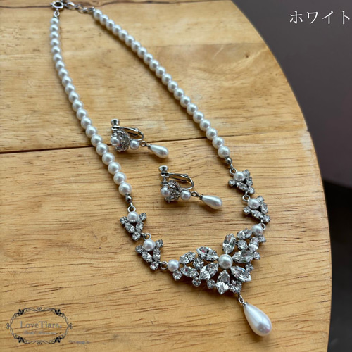 クラシカルパールネックレス&イヤリング/ピアス PN-28|結婚式
