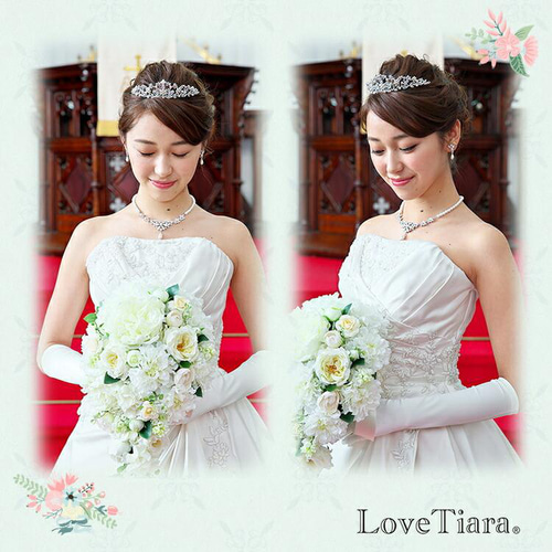 LoveTiara ウェディング ピアス ネックレス ポジージルコニアネックレス＆イヤリング/ピアスセット