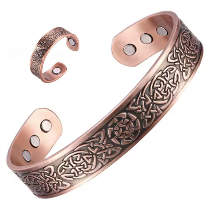 指輪 リング 銅ジュエリー ハンドメイド 手作り 純銅磁気ブレスレット 関節炎 バングル 調節可能 健康 SSP031