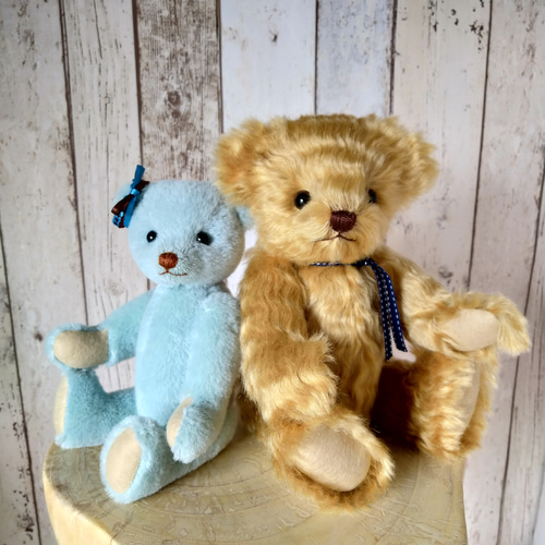 テディベア　モヘア　18cm teddy bear チップドモヘアテディベアやうさぎトイプードルできました