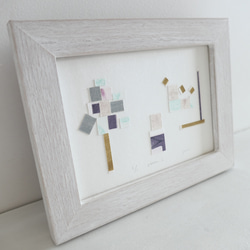 デザインアート・銅版画コラージュ・抽象画「room ⅱ」木製額入(卓上・壁掛け)インテリアアクセサリー 2枚目の画像