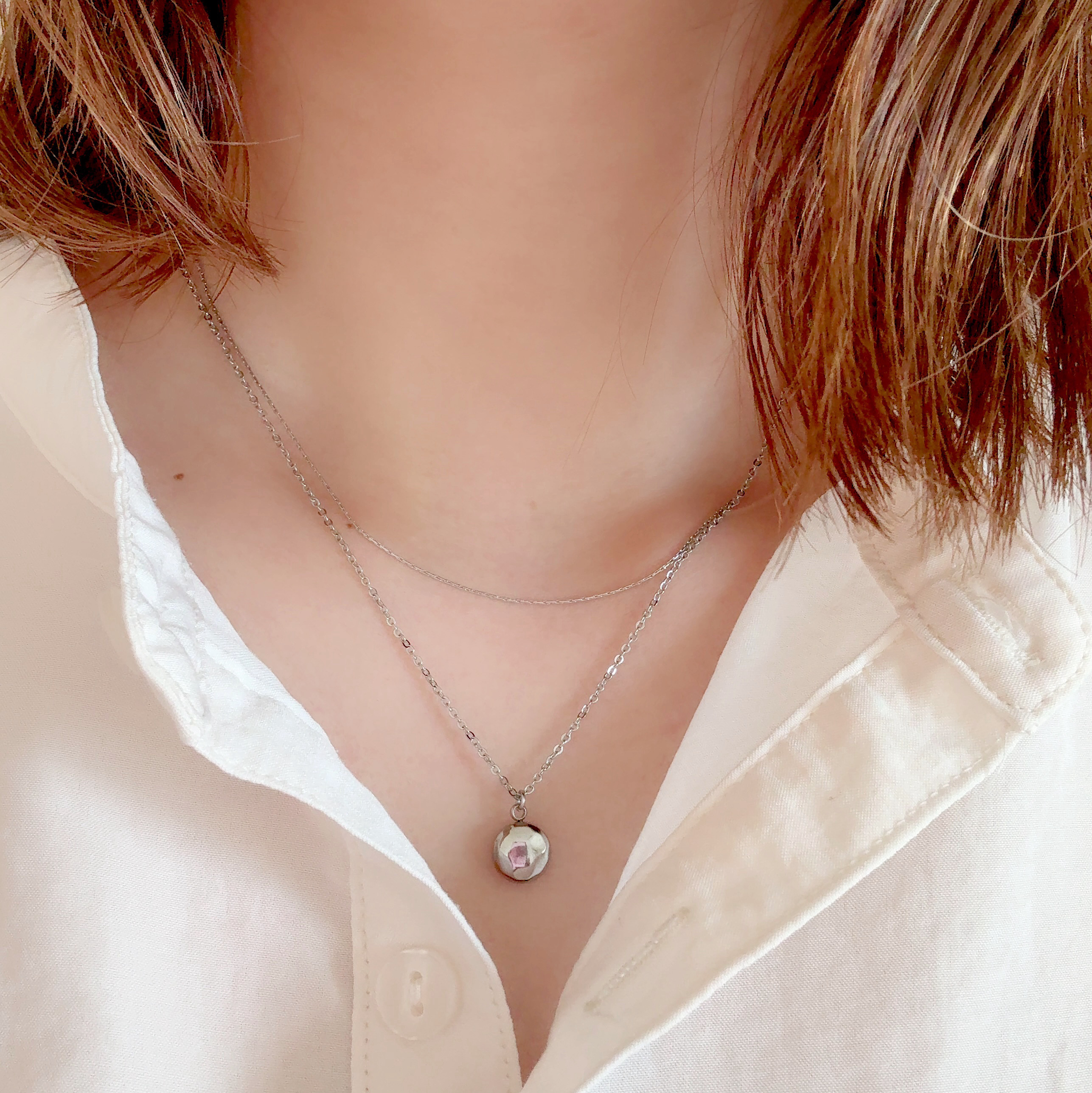 3wayコインネックレス×デザインチェーンネックレス（シルバー）/サージカルステンレス　重ね付け　春　夏