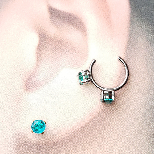 パライバトルマリン 人工宝石 イヤーカフ サージカルステンレス 色選択