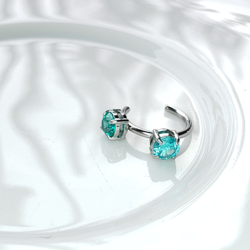 パライバトルマリン 人工宝石 イヤーカフ サージカルステンレス 色選択