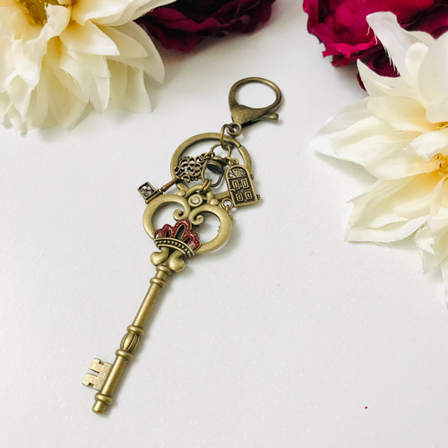 不思議の国のアリス」【カギ】アンティークゴールド キーホルダー