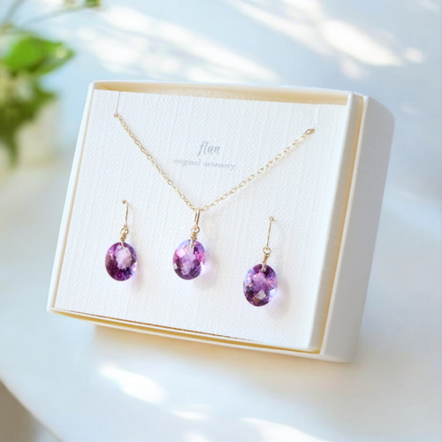 572/14kgfダブレットクォーツとピンクアメジストのピアス 天然石ピンクアメジスト☆レクタングルのピアスorイヤリング14kgf