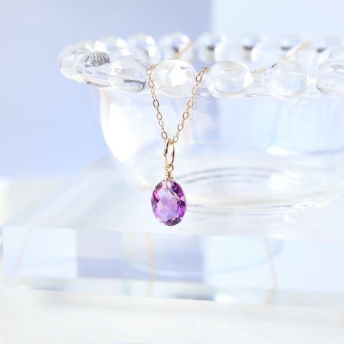 天然石ピンクアメジスト☆レクタングルのピアスorイヤリング14kgf