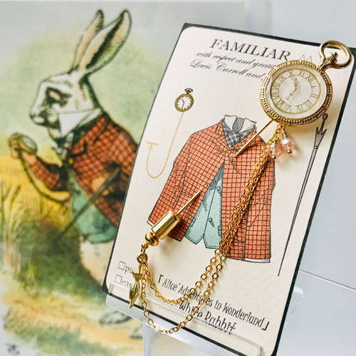 不思議の国のアリス」【白ウサギ(時計)】ゴールド ハットピン