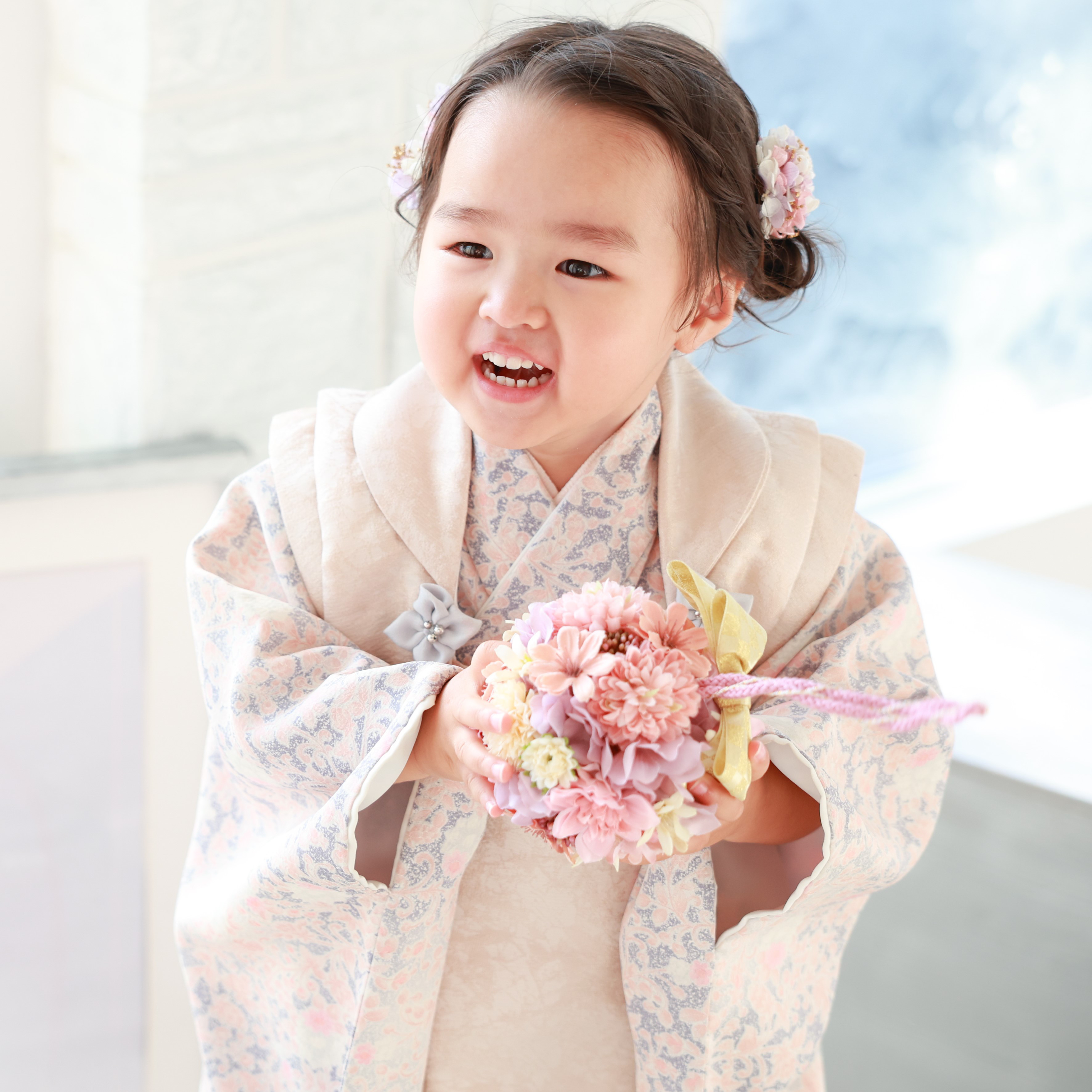 ❁てまりぶ～け　P❁　ひな祭り　七五三　753　前撮り　フォトアイテム　ハーフ成人式　ボールブーケ　和装　和装小物　3歳