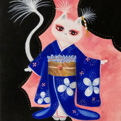 100万年後の猫 アクリル絵の具 原画 絵画 猫人 通販 18185453