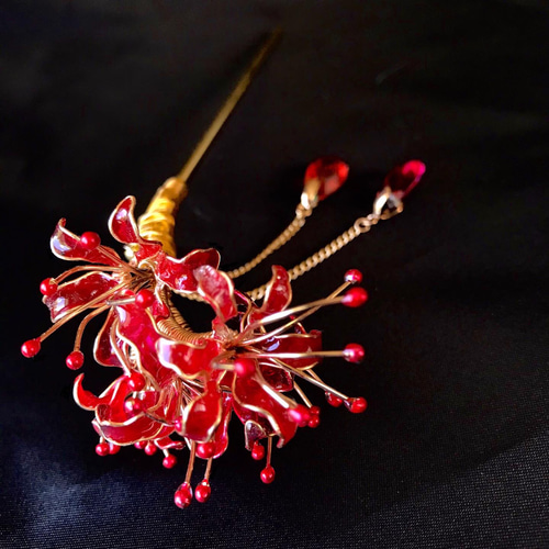 レジン パーツ じゃれねこ 彼岸花 夕焼け レジン材料 『彼岸花 赤 両面 RC-LIL-101』 レジンクラブ ビーズ