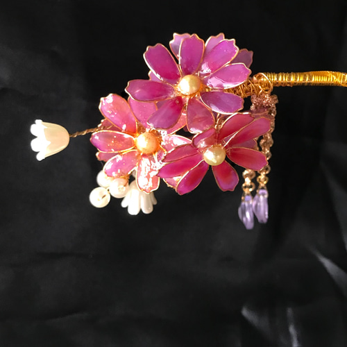 【Silk Hana】No.41 ピンクの花のかんざし Silk Hana】No.41 ピンクの花のかんざし かんざし Silk Hana