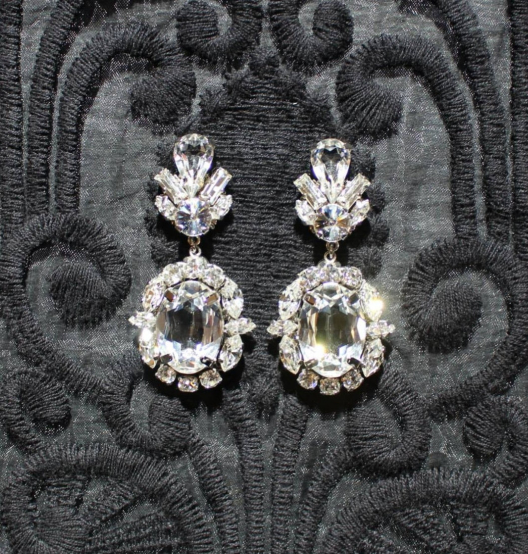 モチーフシリーズ✨ ヴィンテージスワロフスキー キラキラ 大ぶり ウエディング ブライダル アクセサリー