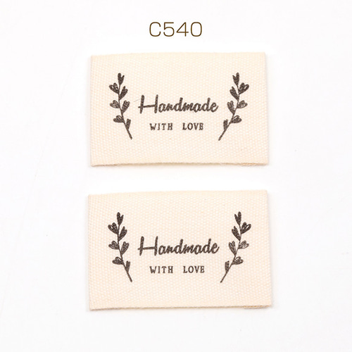 C540 60個 コットンタグ handmade 綿タグ 織りネームタグ ロゴタグ