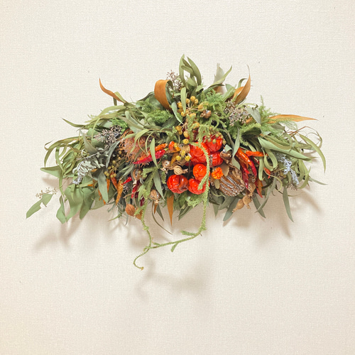 ハロウィン創作スワッグソラナムパンプキン