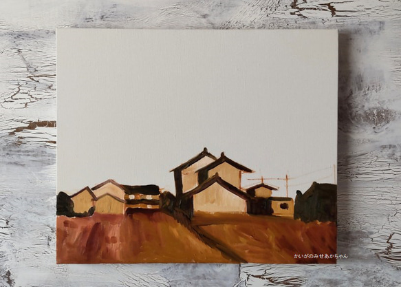 原画「稲刈り後の田園風景２」F8・油彩 原画「稲刈り後の田園風景」F8・油彩画 | iichi 日々の暮らしを