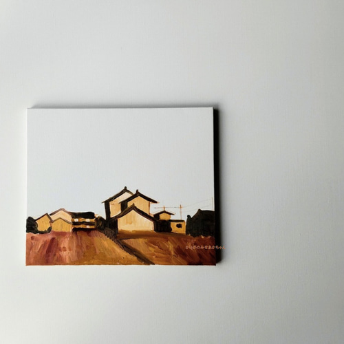 38×46㎝「稲刈り後の田園風景」F8・油彩・原画 絵画 かいがのみせ