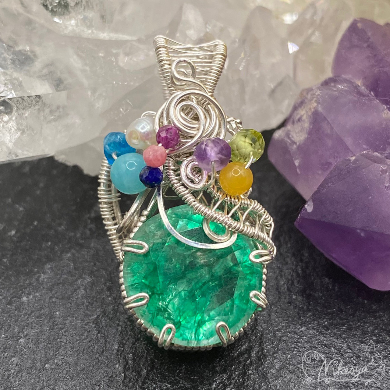 【Silver999】エメラルドのペンダントトップ【金属アレルギー対応】【5月誕生石】【送料無料】