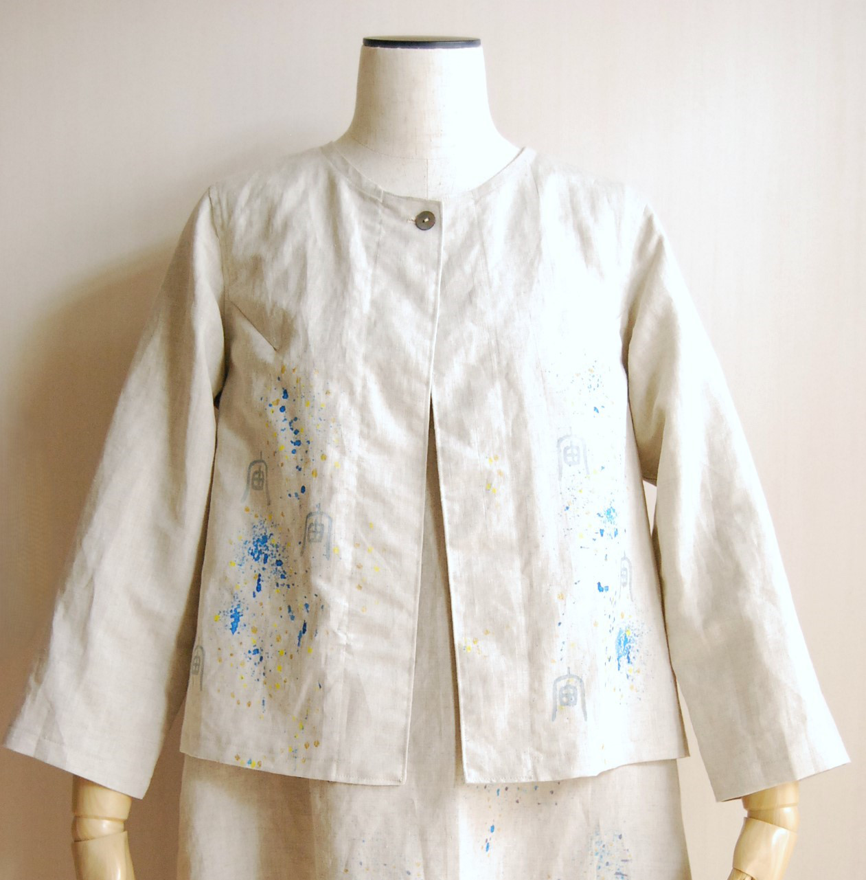 【宙】コットン・リネン/9分丈/ジャケット/手描き彩色※肌にやさしい※