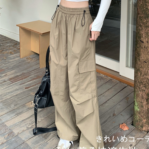 45R ベージュ ワークパンツ ゴムウエスト（ウエストゴム かわいらしく 