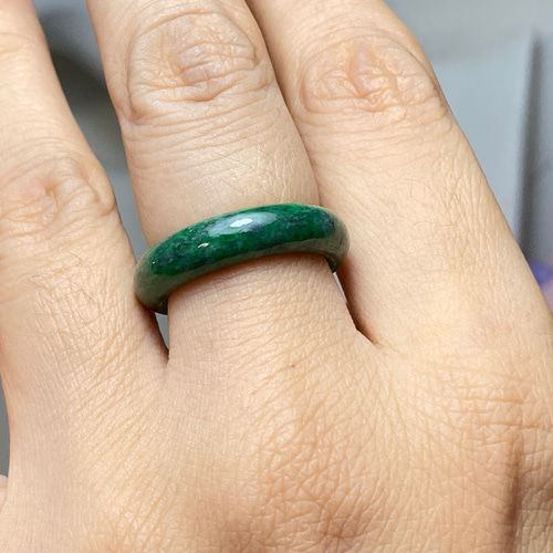 天然翡翠指輪 ミン 天然翡翠とダイヤのリング金10～11号Jewellery City