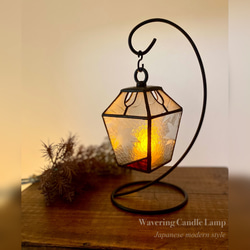 ステンドグラス＊ 壁掛けパネル バラとお花 (アイスブルー