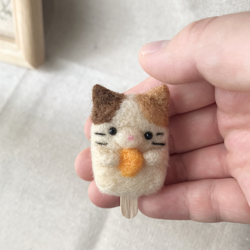 ねこちゃんアイスのストラップ 羊毛フェルト 〜受注制作〜 バッグ  