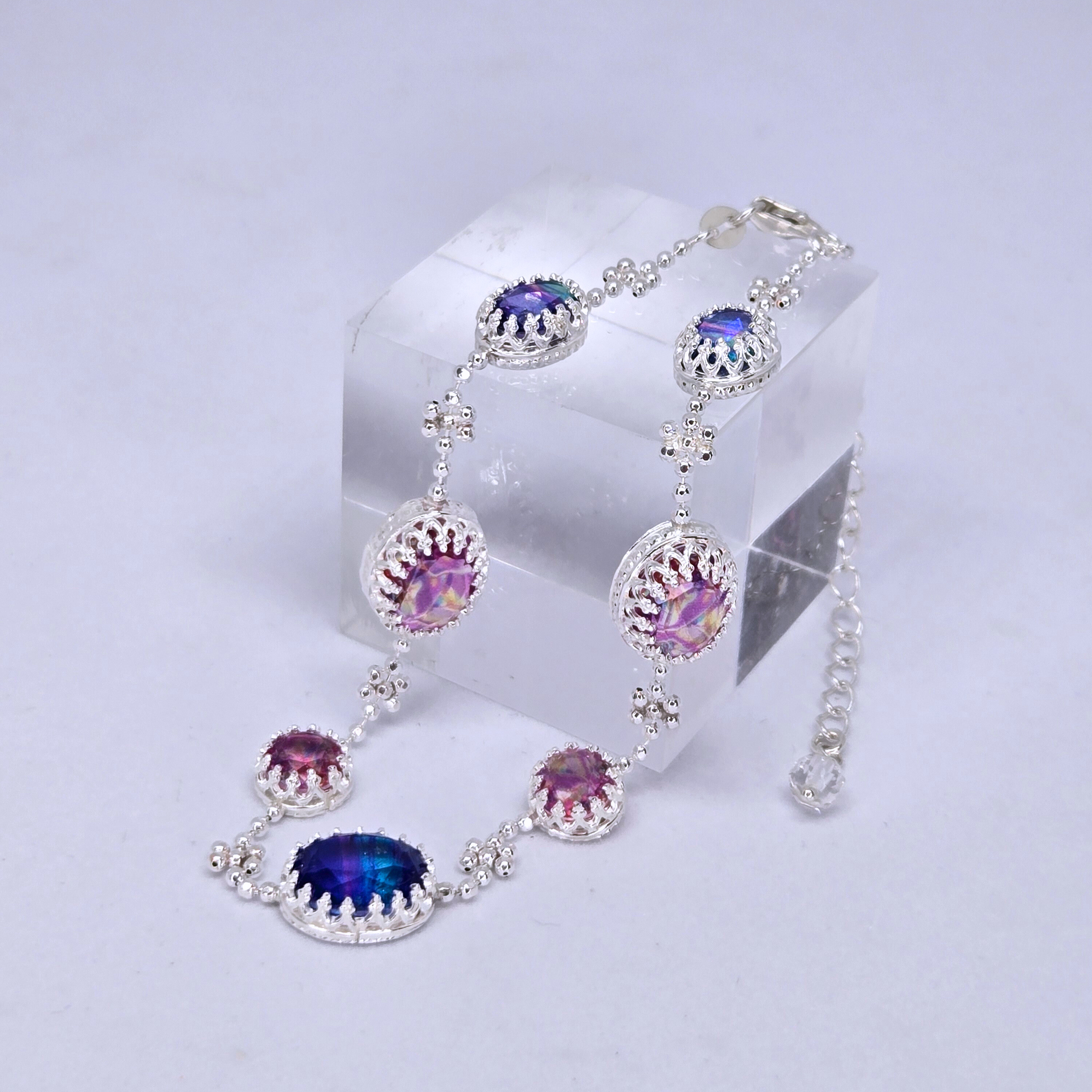 「Creema限定」　ダブレットクリスタルのシルバーブレスレット