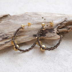 エキゾチックフープシトリン天然石マクラメピアスmacp119エスニックアジアンエキゾチックなアレルギーフリーピアス 3枚目の画像