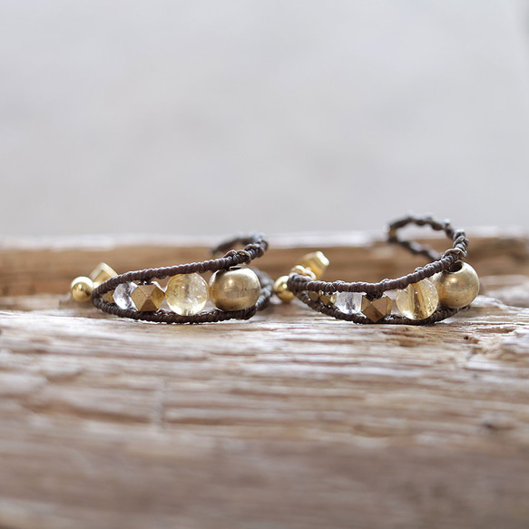 エキゾチックフープシトリン天然石マクラメピアスmacp119エスニックアジアンエキゾチックなアレルギーフリーピアス 8枚目の画像