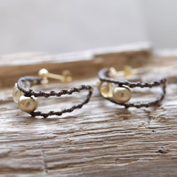 エキゾチックフープシトリン天然石マクラメピアスmacp119エスニックアジアンエキゾチックなアレルギーフリーピアス 9枚目の画像