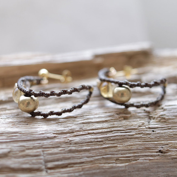 エキゾチックフープシトリン天然石マクラメピアスmacp119エスニックアジアンエキゾチックなアレルギーフリーピアス 9枚目の画像