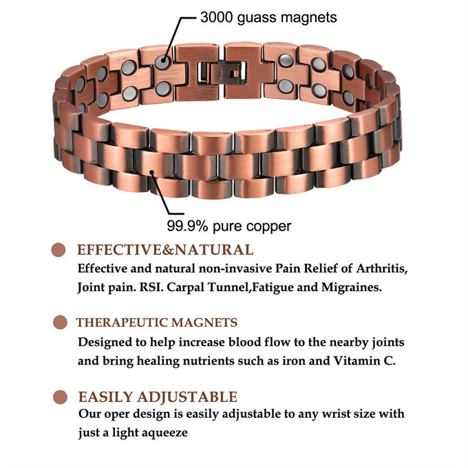 電磁波対策 純銅製ジュエリー 純銅磁気ブレスレット  ハンドメイド 手作り血行促進 疲労回復 痛みの軽減  SSP023