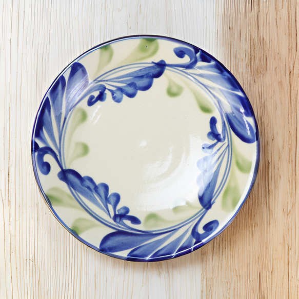 やちむん 沖縄 北窯 点打ち 7寸 平皿 松田共司 宮城 登り窯 皿