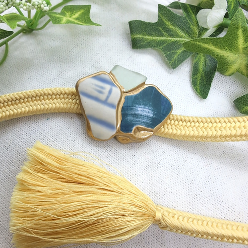 シー陶器とシーグラスの金継ぎ帯留め 帯留め chato 通販 18174227  