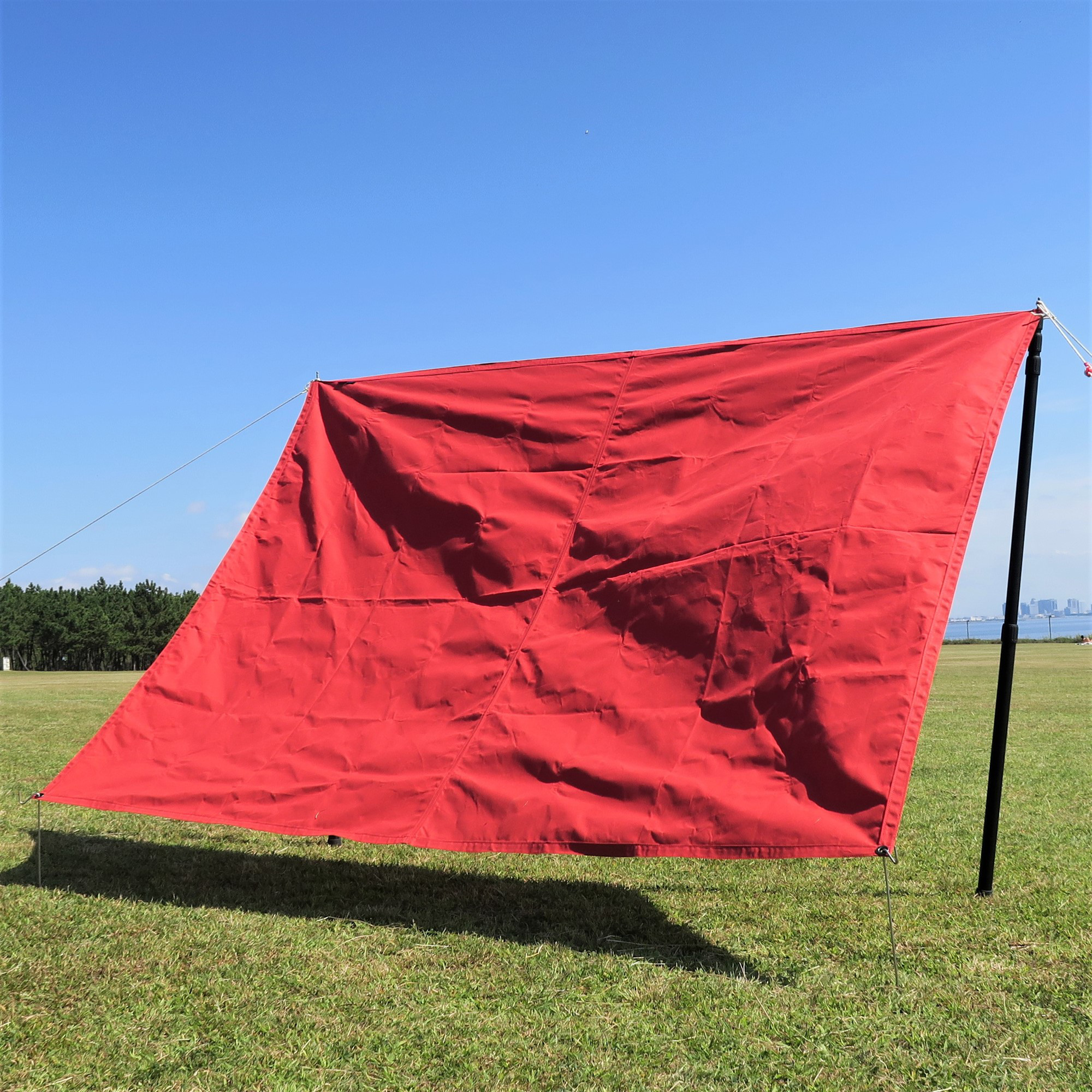 三代目サバイブシート レッド 日本製 HOBI 極軽帆布 撥水 レジャー グランド キャンプ マルチ カーペット ラグ