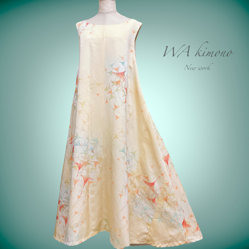 着物リメイクワンピース　正絹 正絹 着物 テントワンピース 着物ワンピース ゆったり 衣装 着物