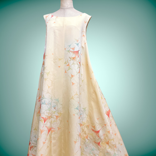 着物リメイクワンピース　正絹 着物リメイクワンピース 正絹 結婚式 ワンピース｜Yahoo!フリマ（旧