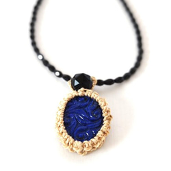 ラリマー×水晶 精麻マクラメペンダント ネックレス より紐 ネックレス