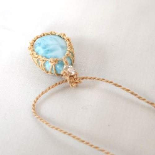 ラリマー×水晶 精麻マクラメペンダント ネックレス より紐 ネックレス